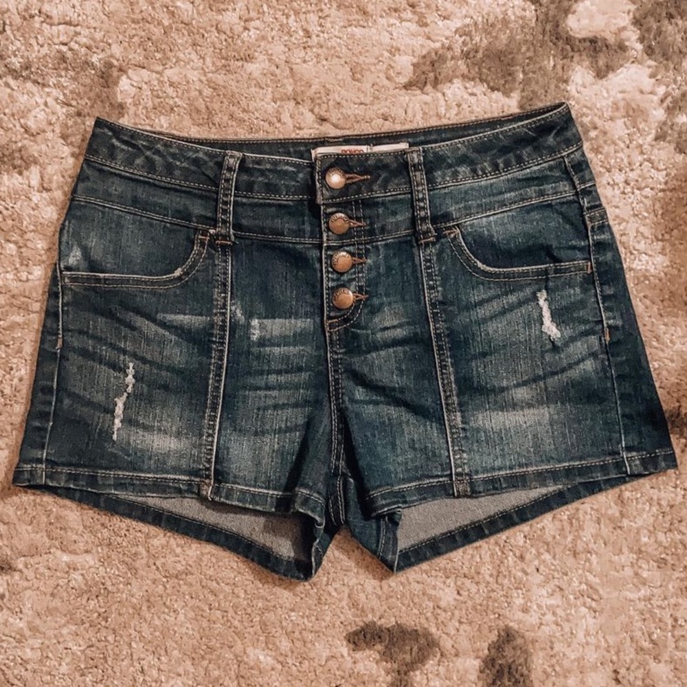 High waisted denim shorts